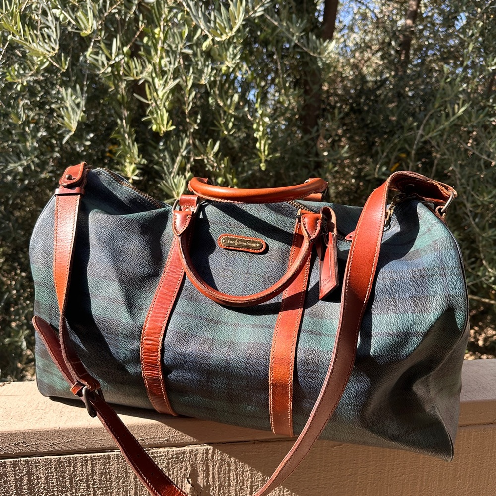 SOLD ❌ Ralph Lauren Black Watch Plaid Boston Weekend Travel Duffle Bag 55cm Polo